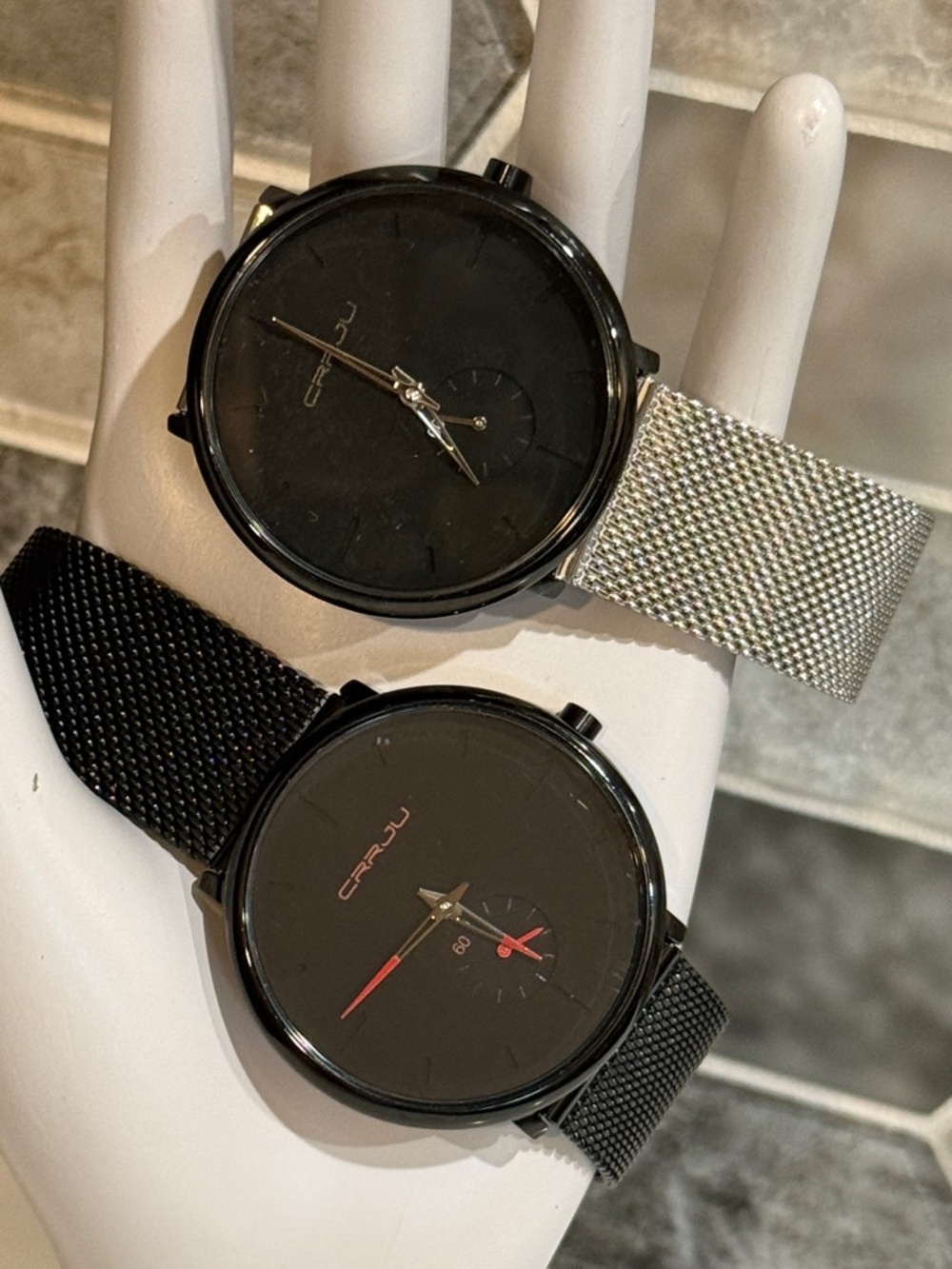 CRRJU Men's Watch Set Mesh Bands